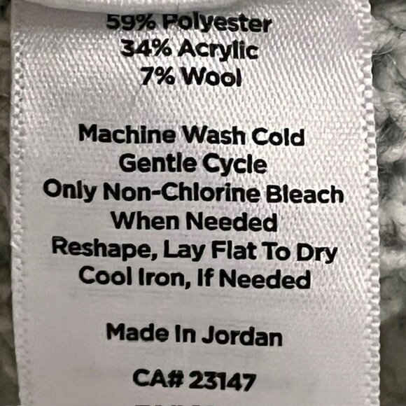 Talbots Cable Knit Sweater Rolled High Neck - Gray/White - M - Picture 6 of 7